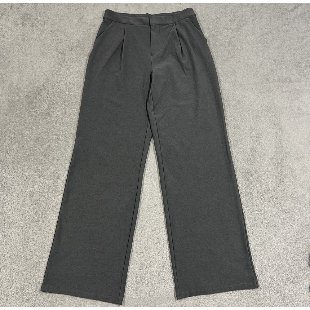Vuori Elevation Trouser Pants Womens Medium Long Wide Leg Pleated Gray VW4089
